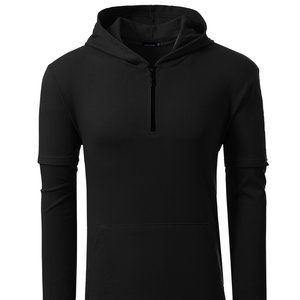 Jetbang Men's Hipster Pullover Hoodie with Front Zipper and Pouch Black